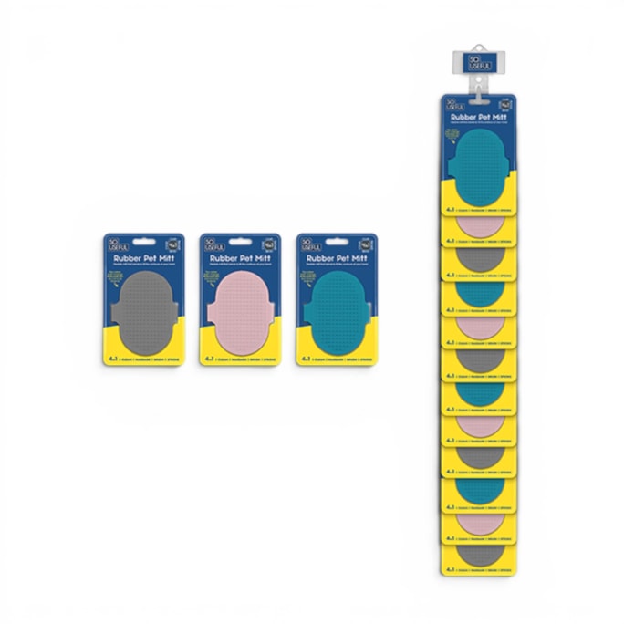 Wholesale 4-in-1 Rubber Pet Mitt With Clip Strip | Wholesale Direct