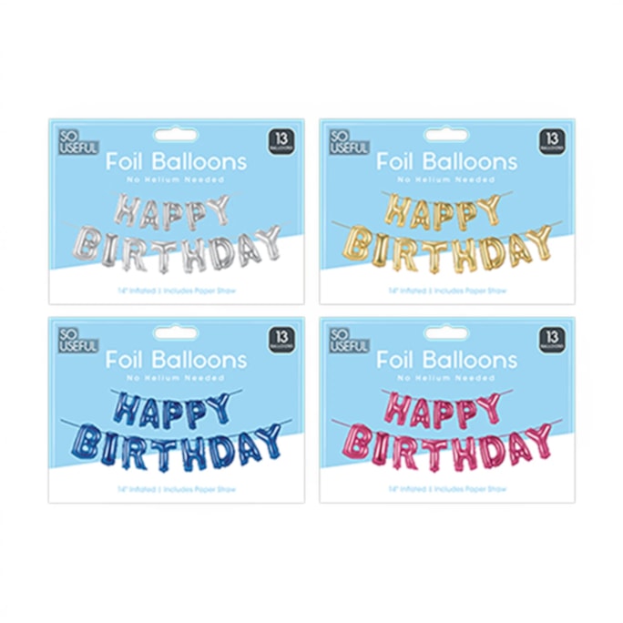 Wholesale Metallic Happy Birthday Foil Balloons With Clip Strip | Wholesale Direct