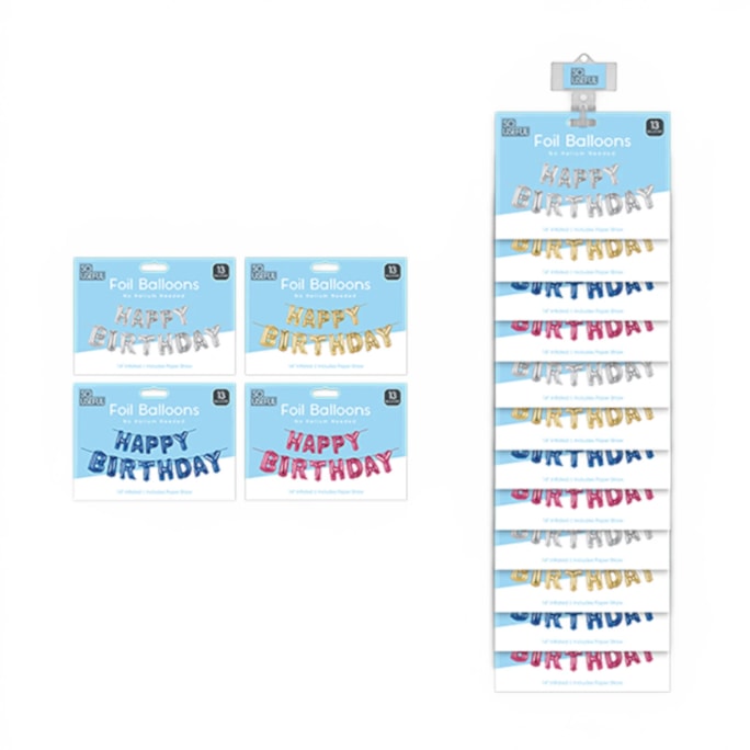 Wholesale Metallic Happy Birthday Foil Balloons With Clip Strip | Wholesale Direct Wholesale Metallic Happy Birthday Foil Balloons With Clip Strip | Wholesale Direct