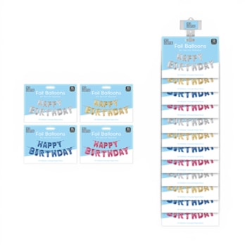 Wholesale Metallic Happy Birthday Foil Balloons With Clip Strip | Wholesale Direct
