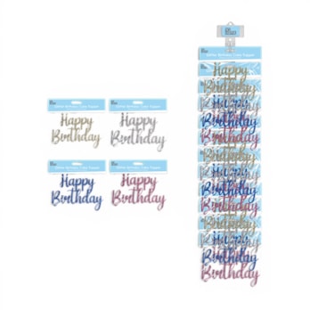 Wholesale Glitter Happy Birthday Cake Topper With Clip Strip | Wholesale Direct
