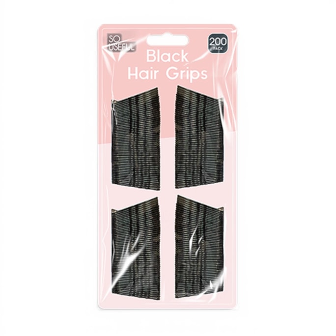 Wholesale Black Hair Grips 200pk With Clip Strip | Wholesale Direct
