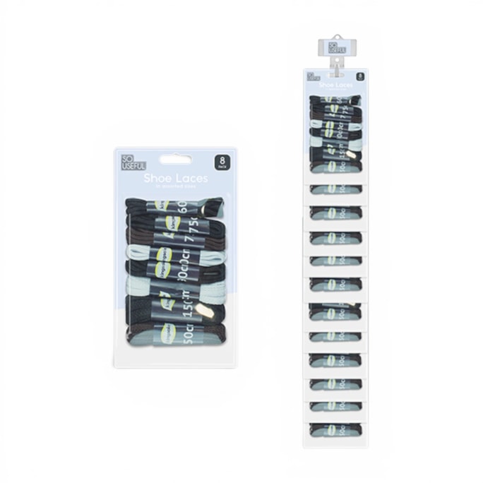 Wholesale Shoe Laces 8 Pairs With Clip Strip | Wholesale Direct