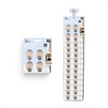 Wholesale Metal Self Adhesive Hooks 4pk With Clip Strip | Wholesale Direct Wholesale Metal Self Adhesive Hooks 4pk With Clip Strip | Wholesale Direct
