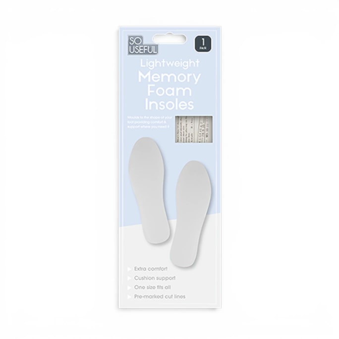 Wholesale Memory Foam Insoles 1 Pair With Clip Strip | Wholesale Direct