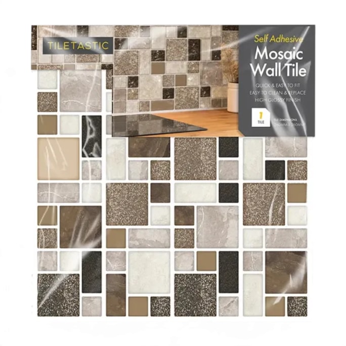 Wholesale Brown Glitter Mosaic Wall Tile Sticker | Wholesale Direct