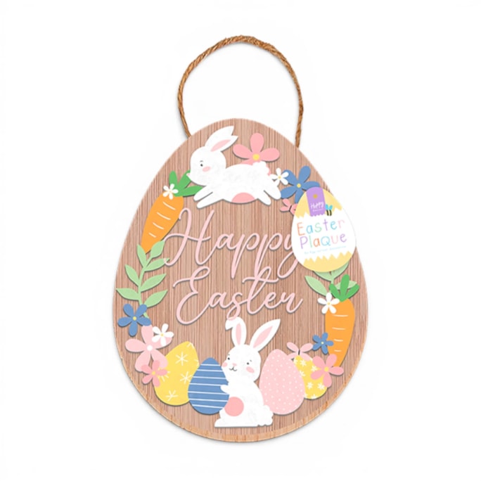 Wholesale Happy Easter Hanging Plaque 27.5cm x 22cm | Wholesale Direct
