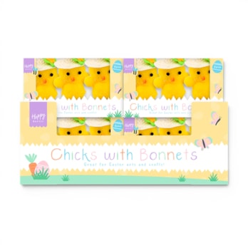 Wholesale Easter Chicks with Bonnets 3pk CDU | Wholesale Direct Wholesale Easter Chicks with Bonnets 3pk CDU | Wholesale Direct