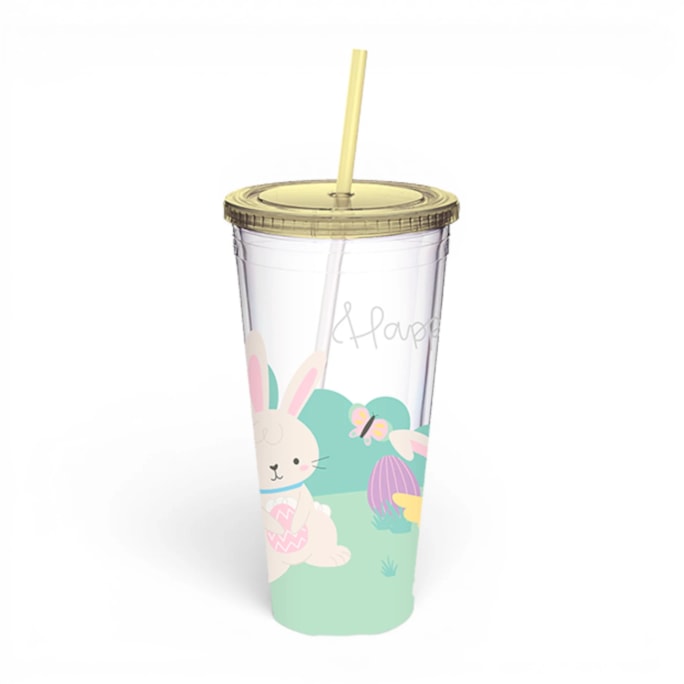 Wholesale Easter Printed Tumbler with Spiral Straw 400ml | Wholesale Direct