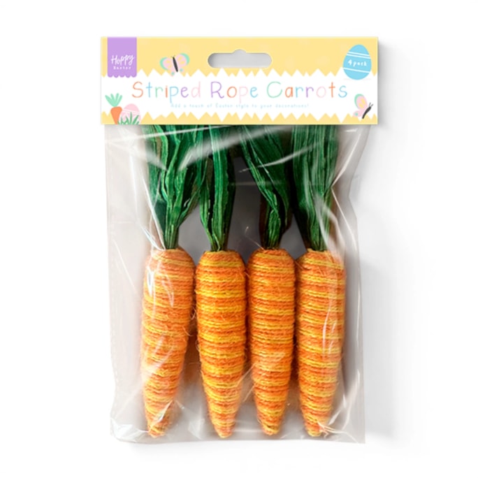 Wholesale Easter Striped Rope Carrots 4pk | Wholesale Direct
