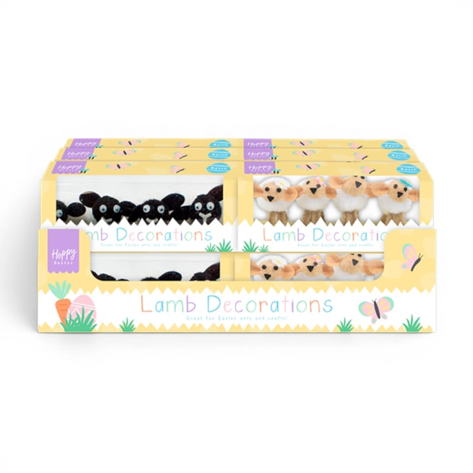 Wholesale Easter Lamb Decorations 4pk CDU | Wholesale Direct Wholesale Easter Lamb Decorations 4pk CDU | Wholesale Direct