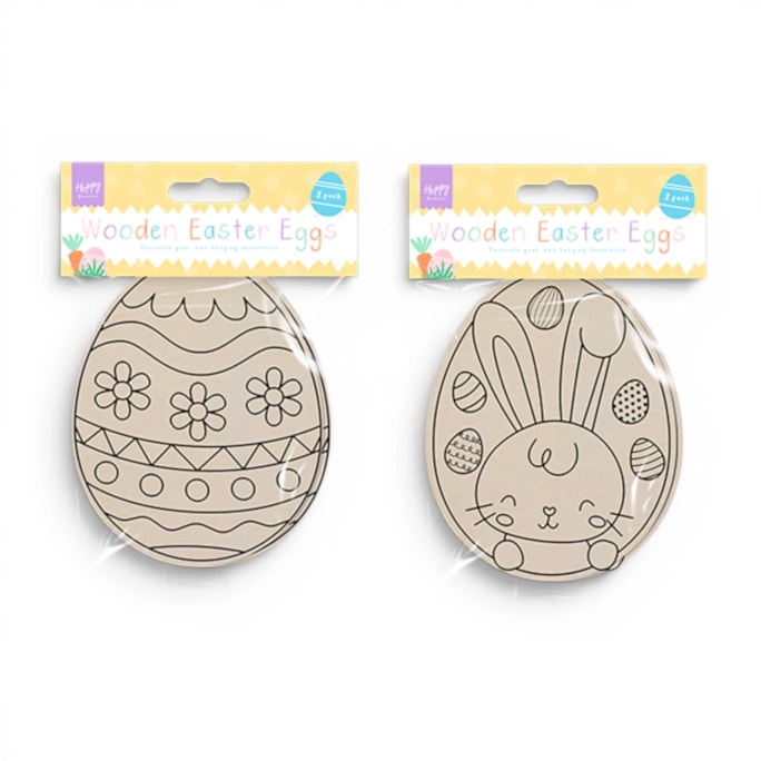 Wholesale Wooden Hanging Easter Eggs 2pk | Wholesale Direct