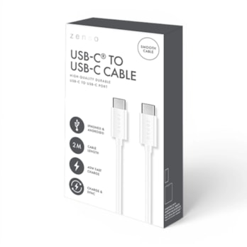 Wholesale White Type-C to Type-C 2M Cable in CDU | Wholesale Direct