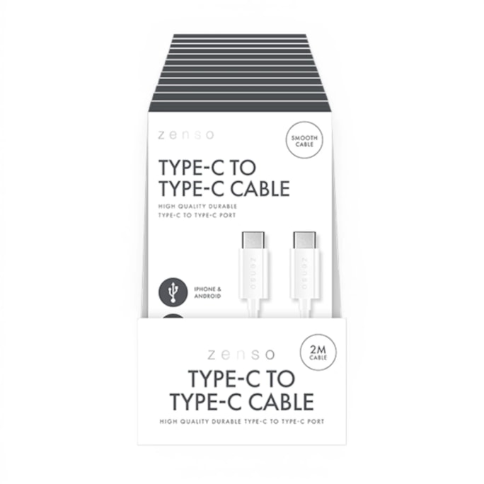 Wholesale White Type-C to Type-C 2M Cable in CDU | Wholesale Direct