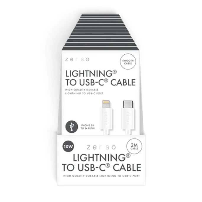 Wholesale White Lightning to Type-C 2M Cable in CDU | Wholesale Direct