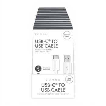 Wholesale White Type-C to USB 2M Cable in CDU | Wholesale Direct