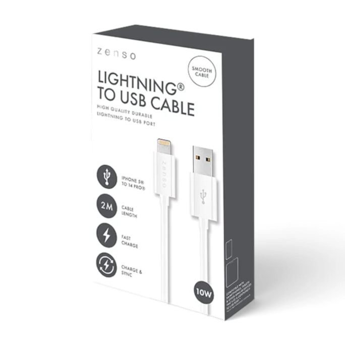 Wholesale White Lightning to USB 2M Cable in CDU | Wholesale Direct