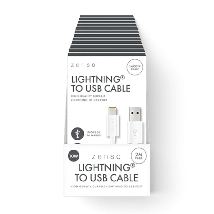 Wholesale White Lightning to USB 2M Cable in CDU | Wholesale Direct