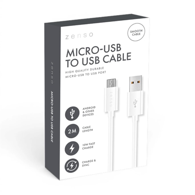Wholesale White Micro to USB 2M Cable in CDU | Wholesale Direct