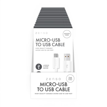 Wholesale White Micro to USB 2M Cable in CDU | Wholesale Direct