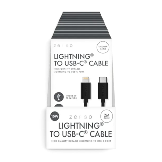 Wholesale Black Lightning to Type-C 2M Cable in CDU | Wholesale Direct