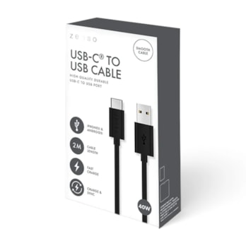 Wholesale Black Type-C to USB 2M Cable in CDU | Wholesale Direct