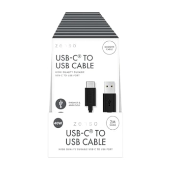 Wholesale Black Type-C to USB 2M Cable in CDU | Wholesale Direct