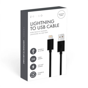 Wholesale Black Lightning to USB 2M Cable in CDU | Wholesale Direct