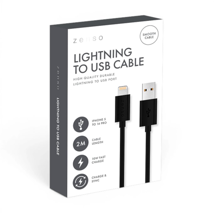 Wholesale Black Lightning to USB 2M Cable in CDU | Wholesale Direct