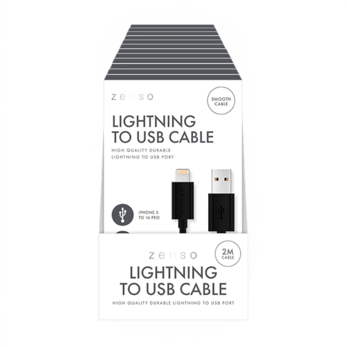 Wholesale Black Lightning to USB 2M Cable in CDU | Wholesale Direct