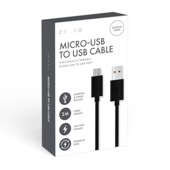 Wholesale Black Micro to USB 2M Cable in CDU | Wholesale Direct