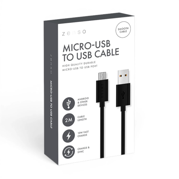 Wholesale Black Micro to USB 2M Cable in CDU | Wholesale Direct