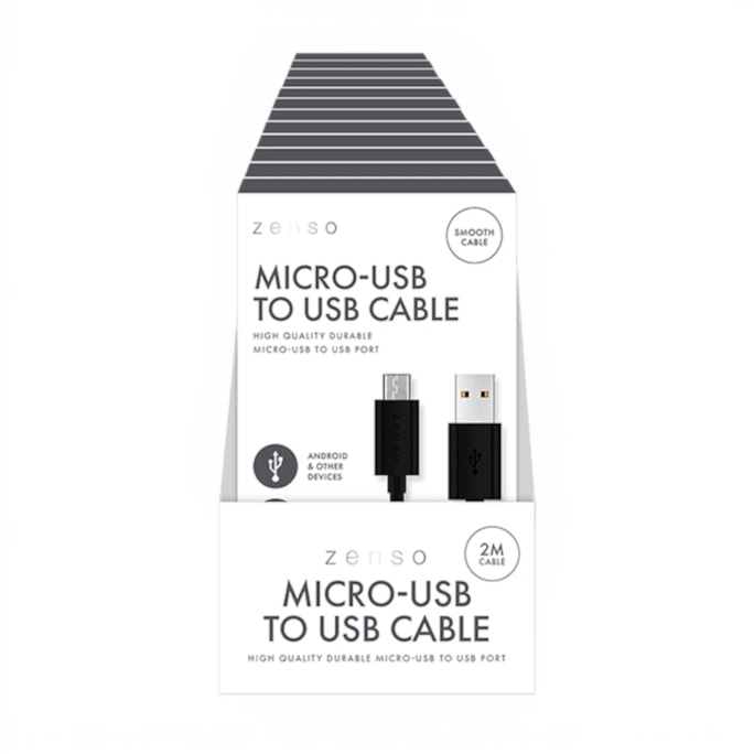 Wholesale Black Micro to USB 2M Cable in CDU | Wholesale Direct