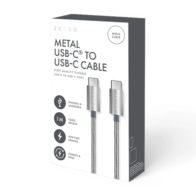 Wholesale Metal Type-C to Type-C Charge/Sync 1M Cable in CDU | Wholesale Direct Wholesale Metal Type-C to Type-C Charge/Sync 1M Cable in CDU | Wholesale Direct