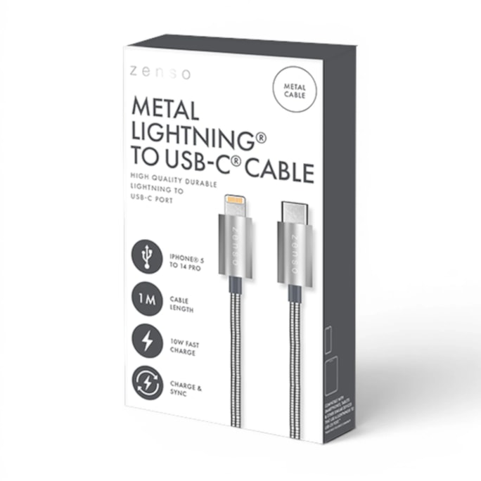 Wholesale Metal Lightning to Type-C Charge/Sync 1M Cable in CDU | Wholesale Direct