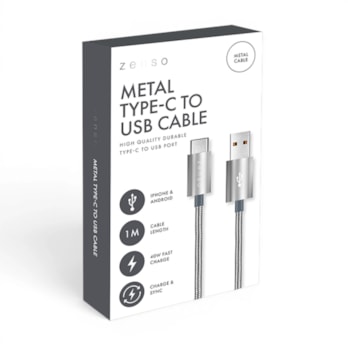 Wholesale Metal Type-C to USB Charge/Sync 1M Cable in CDU | Wholesale Direct