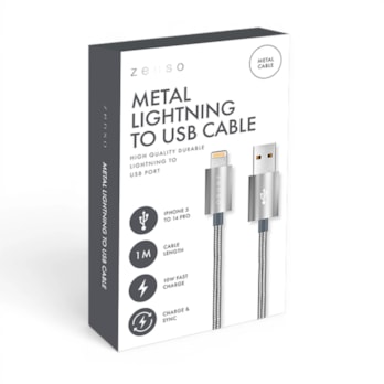 Wholesale Metal Lightning to USB Charge/Sync 1M Cable in CDU | Wholesale Direct