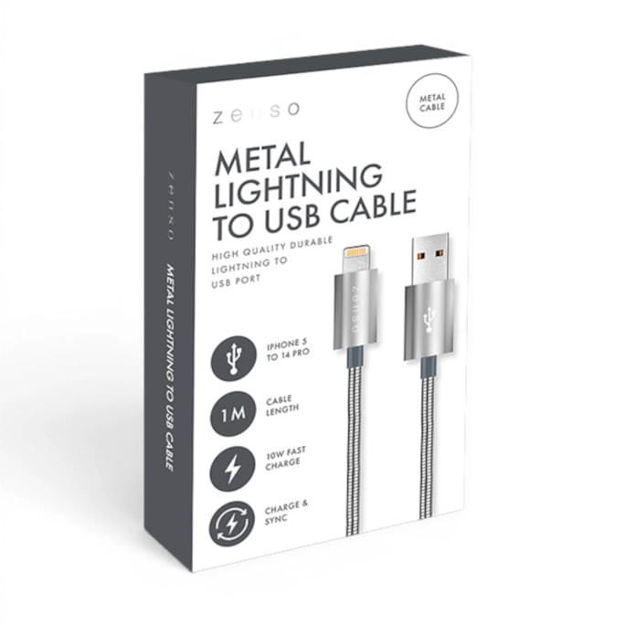 Wholesale Metal Lightning to USB Charge/Sync 1M Cable in CDU | Wholesale Direct