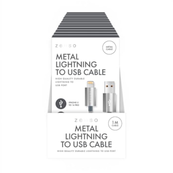 Wholesale Metal Lightning to USB Charge/Sync 1M Cable in CDU | Wholesale Direct Wholesale Metal Lightning to USB Charge/Sync 1M Cable in CDU | Wholesale Direct