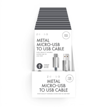 Wholesale Metal Micro to USB Charge/Sync 1M Cable in CDU | Wholesale Direct Wholesale Metal Micro to USB Charge/Sync 1M Cable in CDU | Wholesale Direct