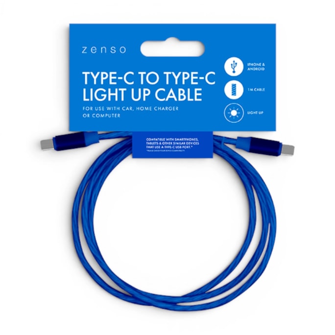 Wholesale Type-C to Type-C Light Up Charging Cable 1M | Wholesale Direct
