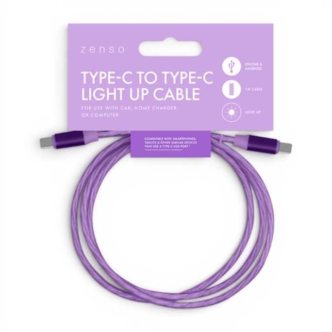 Wholesale Type-C to Type-C Light Up Charging Cable 1M | Wholesale Direct