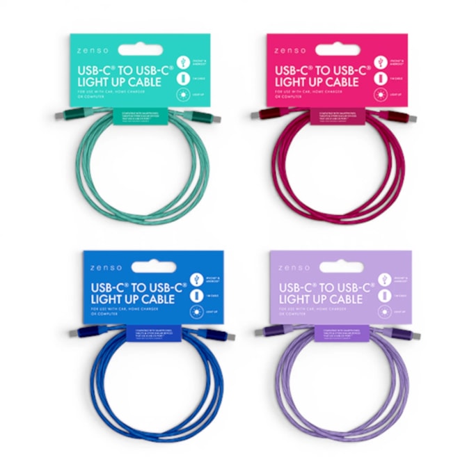 Wholesale Type-C to Type-C Light Up Charging Cable 1M | Wholesale Direct