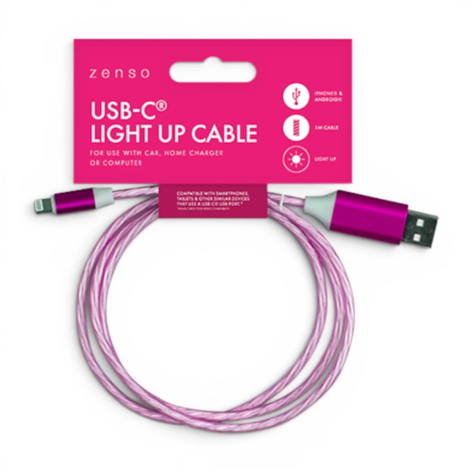 Wholesale Type-C to USB Light Up Charging Cable 1M | Wholesale Direct