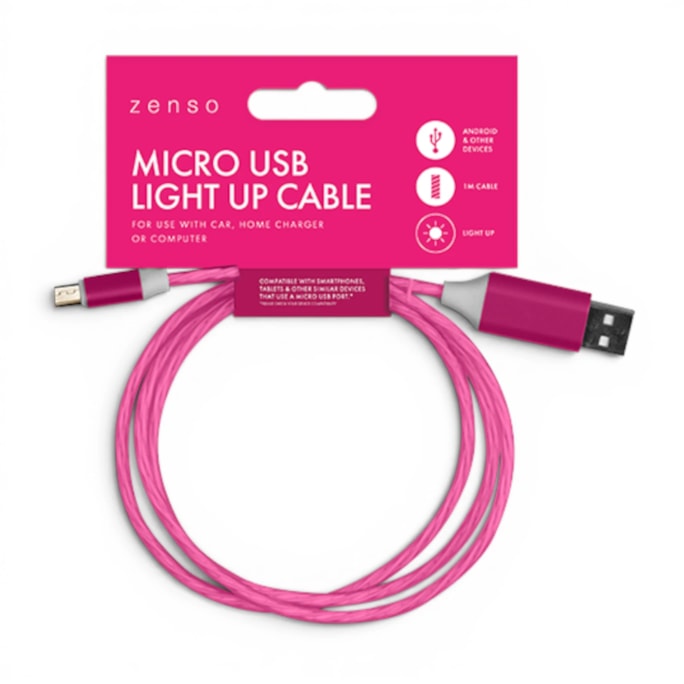 Wholesale Micro to USB Light Up Charging Cable 1M | Wholesale Direct