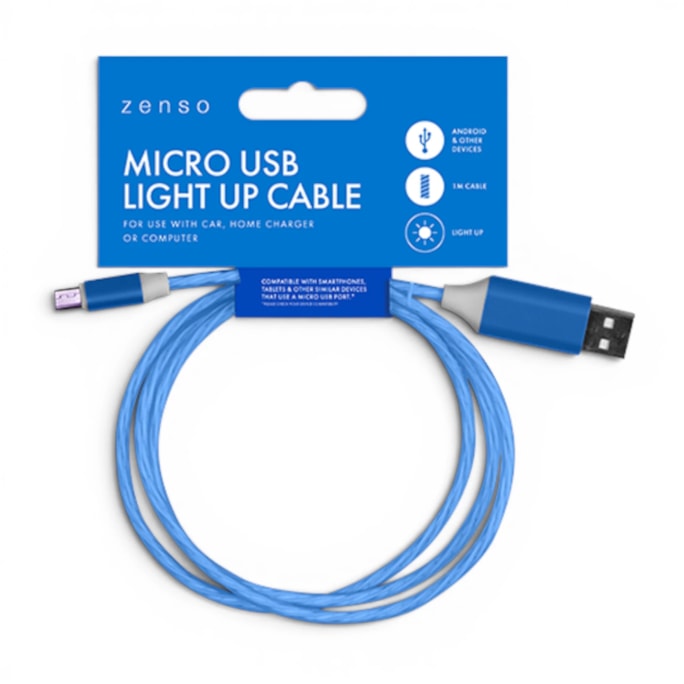Wholesale Micro to USB Light Up Charging Cable 1M | Wholesale Direct