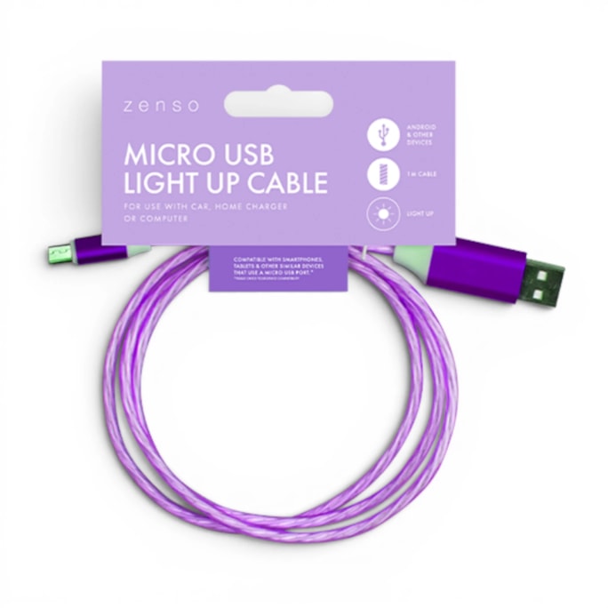 Wholesale Micro to USB Light Up Charging Cable 1M | Wholesale Direct