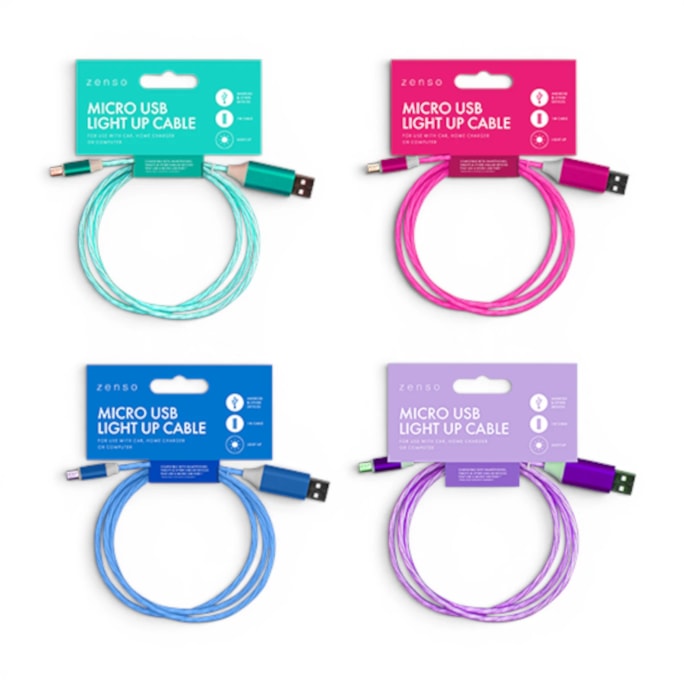 Wholesale Micro to USB Light Up Charging Cable 1M | Wholesale Direct