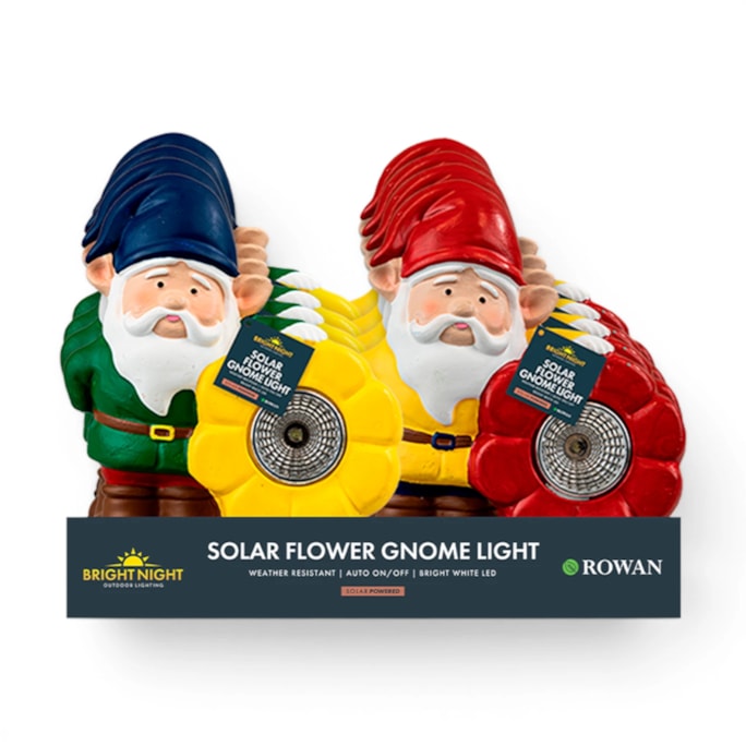 Wholesale Gnome with Flower Solar Light 15cm CDU | Wholesale Direct