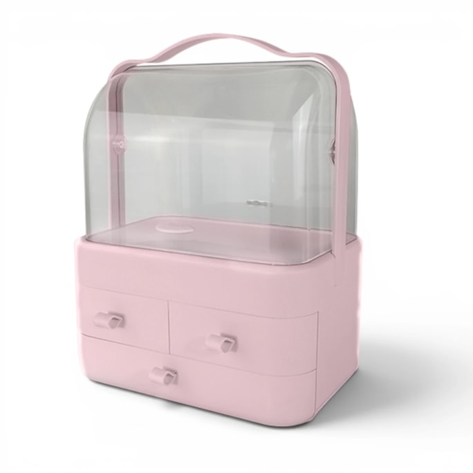 Wholesale Pink Cosmetic Storage Case with Handle & Three Drawers | Wholesale Direct